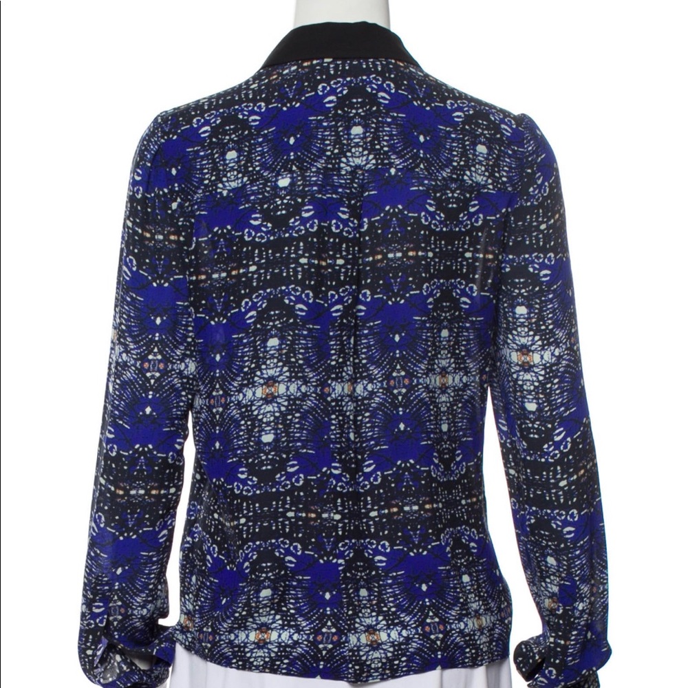 Blue and black button down blouse by alc